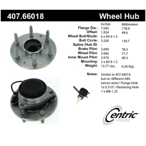 Centric Premium™ Wheel Bearing And Hub Assembly for 2014 GMC Sierra 1500 - 407.66018
