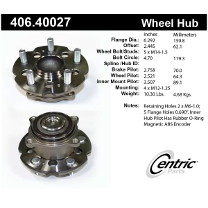 Centric Premium™ Wheel Bearing And Hub Assembly for 2013 Honda Pilot - 406.40027