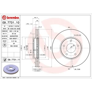 brembo UV Coated Series Vented Front Brake Rotor for 2003 Jaguar Vanden Plas - 09.7731.11