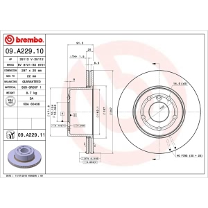 brembo UV Coated Series Vented Front Brake Rotor for Land Rover Discovery - 09.A229.11