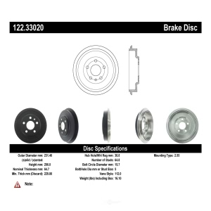 Centric Premium Rear Brake Drum for 2012 Volkswagen Jetta - 122.33020