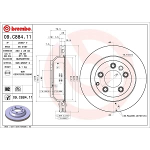 brembo UV Coated Series Vented Rear Brake Rotor for 2011 Porsche Cayenne - 09.C884.11