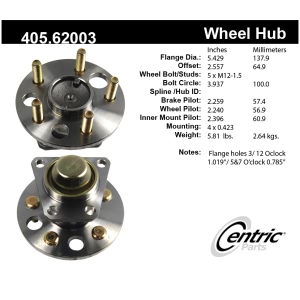 Centric Premium™ Hub And Bearing Assembly for 1990 Pontiac Grand Am - 405.62003