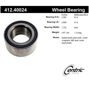 Centric Premium™ Front Passenger Side Double Row Wheel Bearing for 2018 Honda Accord - 412.40024