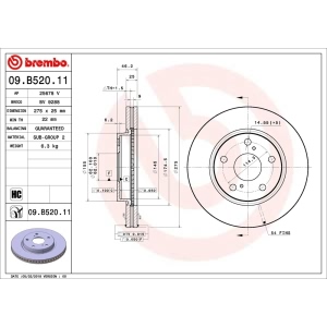 brembo UV Coated Series Vented Front Brake Rotor for 2017 Toyota RAV4 - 09.B520.11