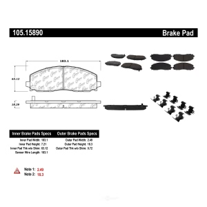 Centric Posi Quiet™ Ceramic Front Disc Brake Pads for 2014 Ram C/V - 105.15890