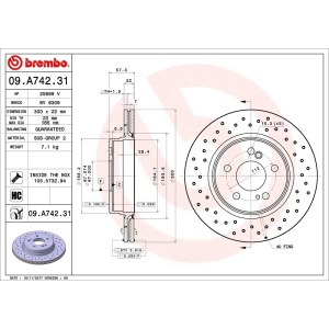 brembo UV Coated Series Drilled Vented Rear Brake Rotor for 2000 Mercedes-Benz SL600 - 09.A742.31