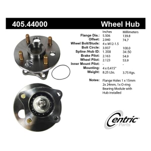 Centric Premium™ Wheel Bearing And Hub Assembly for 2001 Chevrolet Prizm - 405.44000