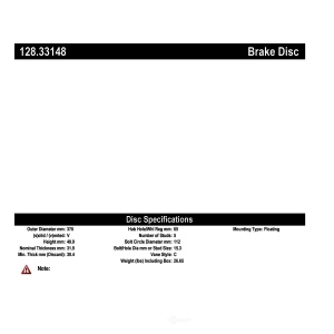 Centric Premium™ OE Style Drilled Brake Rotor for 2012 Audi TT RS Quattro - 128.33148