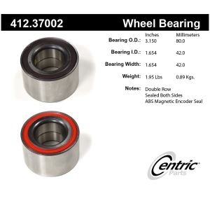 Centric Premium™ Front Passenger Side Double Row Wheel Bearing for 2008 Porsche Boxster - 412.37002