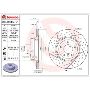 brembo UV Coated Series Drilled and Slotted Rear Brake Rotor for 2013 BMW 135i - 09.C315.21