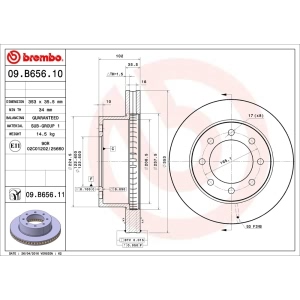 brembo UV Coated Series Front Brake Rotor for 2007 Dodge Ram 1500 - 09.B656.11