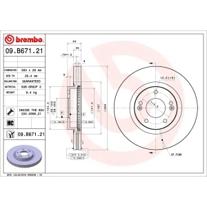 brembo UV Coated Series Front Brake Rotor for 2012 Kia Sorento - 09.B671.21