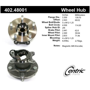 Centric Premium™ Wheel Bearing And Hub Assembly for 2009 Suzuki SX4 - 402.48001