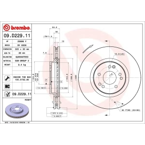 brembo UV Coated Series Front Passenger Side Brake Rotor for 1993 Mercedes-Benz 500E - 09.D229.11