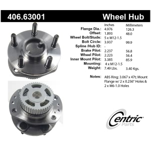 Centric Premium™ Wheel Bearing And Hub Assembly for 1999 Plymouth Voyager - 406.63001