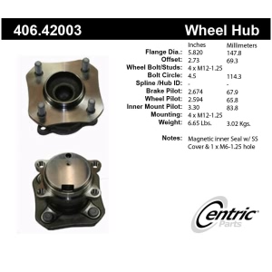 Centric Premium™ Hub And Bearing Assembly; With Abs for 2008 Nissan Sentra - 406.42003