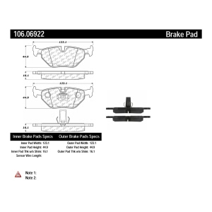Centric Posi Quiet™ Extended Wear Brake Pads With Shims And Hardware for 2009 Saab 9-5 - 106.06922
