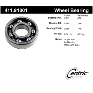 Centric Premium™ Rear Passenger Side Outer Single Row Wheel Bearing for Saab - 411.91001