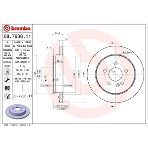 brembo UV Coated Series Solid Rear Brake Rotor for Mercedes-Benz ML430 - 08.7936.11