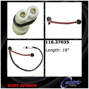 Centric Front Passenger Side Brake Pad Sensor for 2012 Porsche Boxster - 116.37035