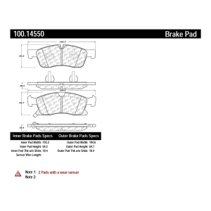 Centric Formula 100 Series™ OEM Brake Pads for Mercedes-Benz GLE400 - 100.14550