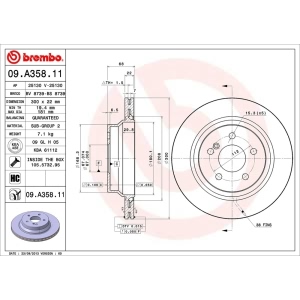 brembo UV Coated Series Vented Rear Brake Rotor for 2014 Mercedes-Benz E350 - 09.A358.11