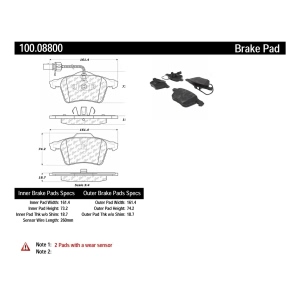 Centric Formula 100 Series™ OEM Brake Pads for 2002 Volkswagen EuroVan - 100.08800