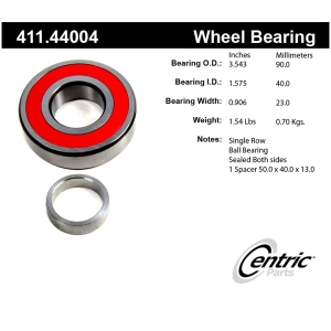 Centric Premium™ Rear Driver Side Inner Single Row Wheel Bearing for 2000 Toyota Tacoma - 411.44004