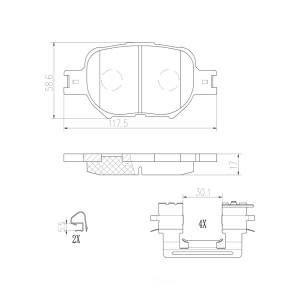 brembo Premium Ceramic Front Disc Brake Pads for 2015 Lexus IS250 - P83054N