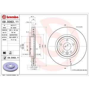 brembo UV Coated Series Vented Front Brake Rotor for 2019 Jaguar XE - 09.D063.11