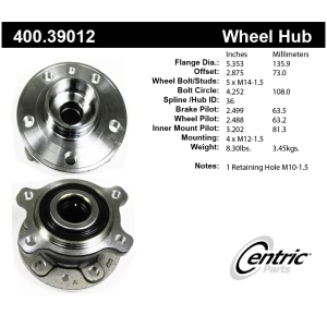 Centric Premium™ Wheel Bearing And Hub Assembly for 2016 Volvo XC60 - 400.39012