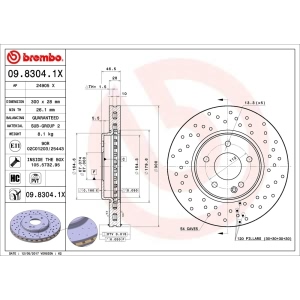 brembo Premium Xtra Cross Drilled UV Coated 1-Piece Front Brake Rotors for 1999 Mercedes-Benz E430 - 09.8304.1X