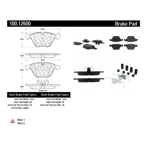 Centric Formula 100 Series™ OEM Brake Pads for 2009 BMW 328i xDrive - 100.12600