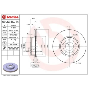 brembo OE Replacement Front Brake Rotor for 1991 Volvo 740 - 09.5315.14