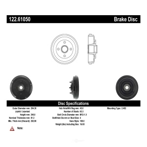 Centric Premium Rear Brake Drum - 122.61050