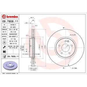 brembo UV Coated Series Vented Front Brake Rotor for 1997 Mercedes-Benz E420 - 09.7808.11