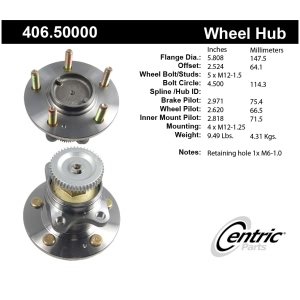 Centric Premium™ Rear Passenger Side Non-Driven Wheel Bearing and Hub Assembly for 2019 Mercedes-Benz E300 - 406.50000