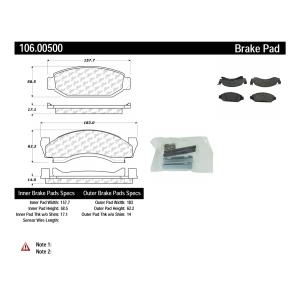 Centric Posi Quiet™ Extended Wear Semi-Metallic Front Disc Brake Pads for 1984 Ford E-150 Econoline Club Wagon - 106.00500