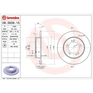 brembo OE Replacement Rear Brake Rotor for 1992 Mitsubishi Eclipse - 08.5639.10