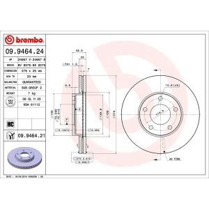 brembo UV Coated Series Front Brake Rotor for 2013 Mazda 3 - 09.9464.21