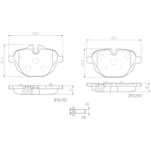 brembo Premium Ceramic Rear Disc Brake Pads for 2013 BMW Z4 - P06064N