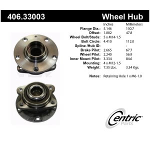 Centric Premium™ Rear Driver Side Non-Driven Wheel Bearing and Hub Assembly for 2010 Audi A6 - 406.33003