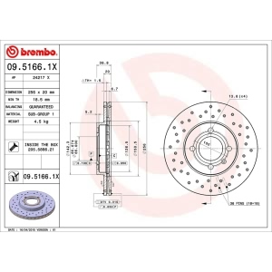 brembo Premium Xtra Cross Drilled UV Coated 1-Piece Front Brake Rotors for 2001 Volkswagen Cabrio - 09.5166.1X