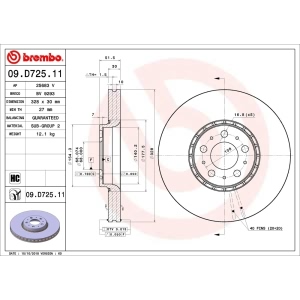 brembo UV Coated Series Vented Front Brake Rotor for 2010 Volvo XC90 - 09.D725.11