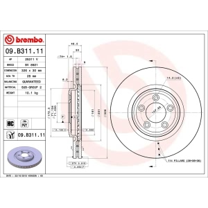 brembo UV Coated Series Front Brake Rotor for 2006 Jaguar Vanden Plas - 09.B311.11