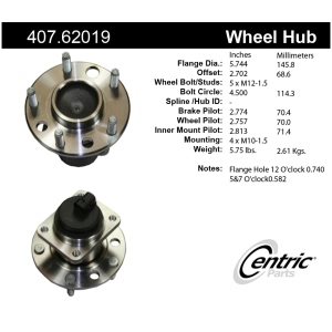 Centric Premium™ Front Driver Side Non-Driven Wheel Bearing and Hub Assembly for 1996 Pontiac Firebird - 407.62019