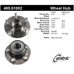 Centric Premium™ Wheel Bearing And Hub Assembly for 2000 Mercury Sable - 405.61002