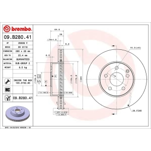 brembo UV Coated Series Vented Front Brake Rotor for 2009 Mercedes-Benz C300 - 09.B280.41