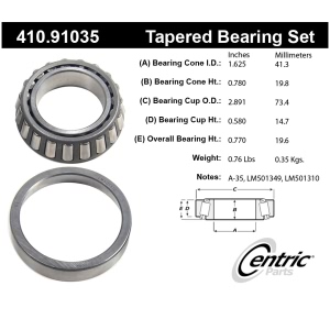 Centric Premium™ Front Passenger Side Outer Wheel Bearing and Race Set for 1984 Ford Bronco - 410.91035